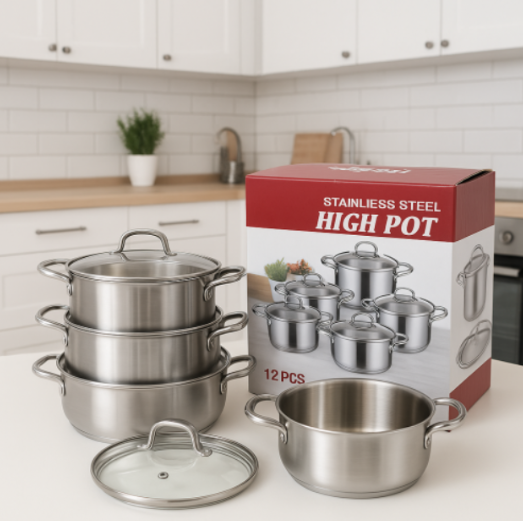 JUEGO DE OLLAS PLATEADO 12 Piezas 🍲✨